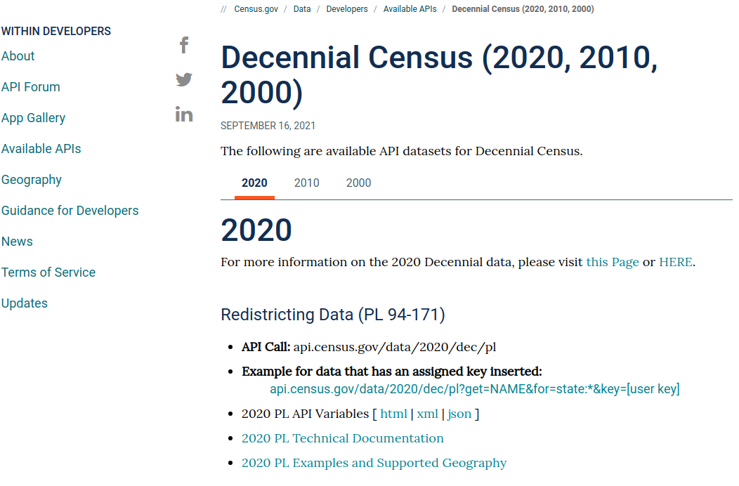 US Census Data API - Decennial Census